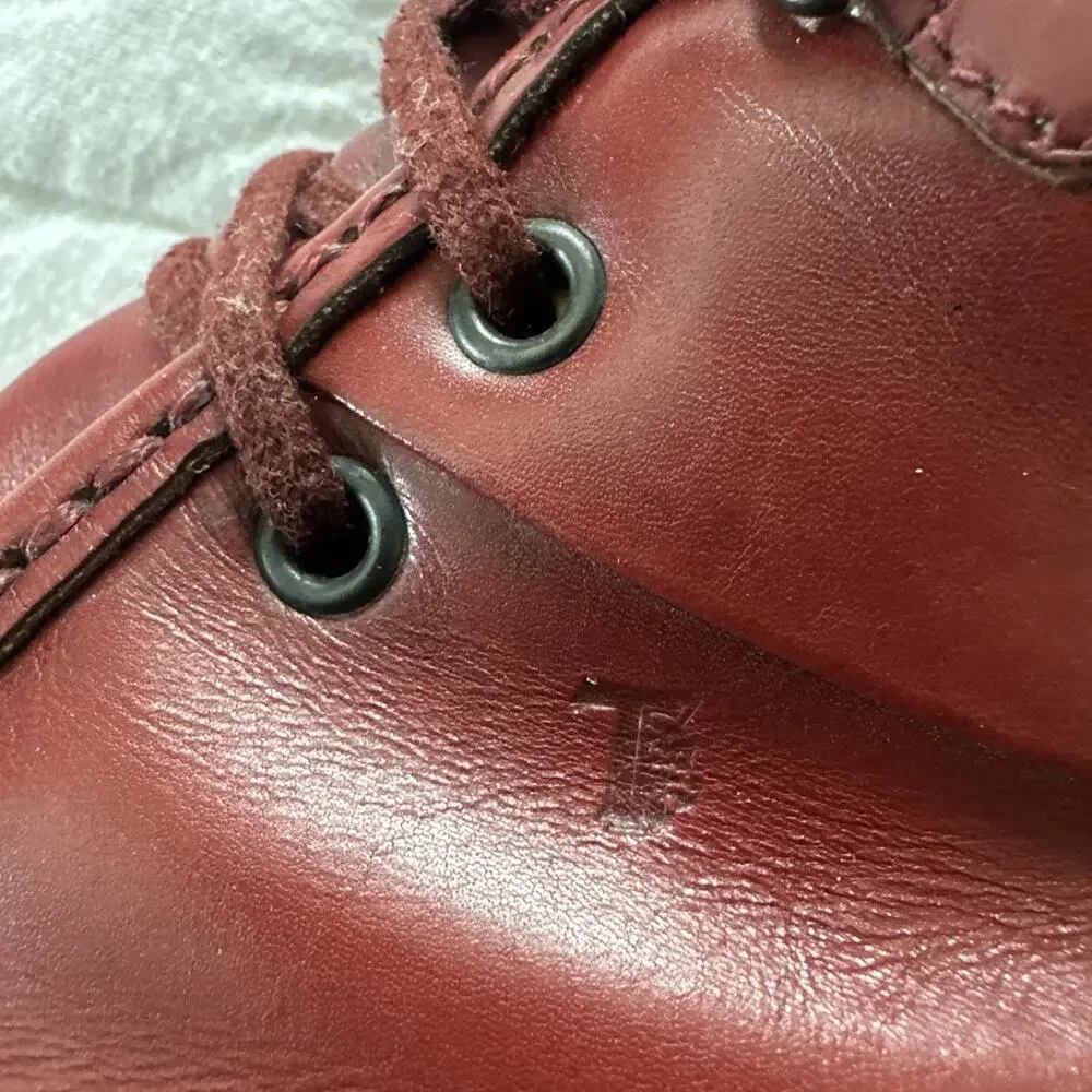 TODS Boots Womens 38 US 8 Red Leather Lace Up Combat Ankle Wedge Low Heel - Picture 7 of 14